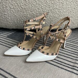 White Studded Heels